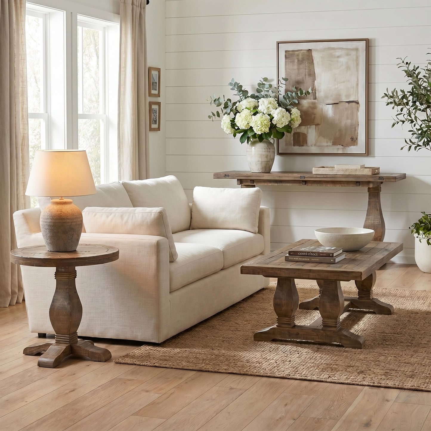 Martin Svensson Napa Flip Top Console Dining Table in Solid Natural Wood