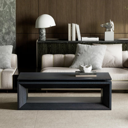 KEIKI Lift Top Coffee Table with Hydraulic Storage & Convertible Desk Design - Black